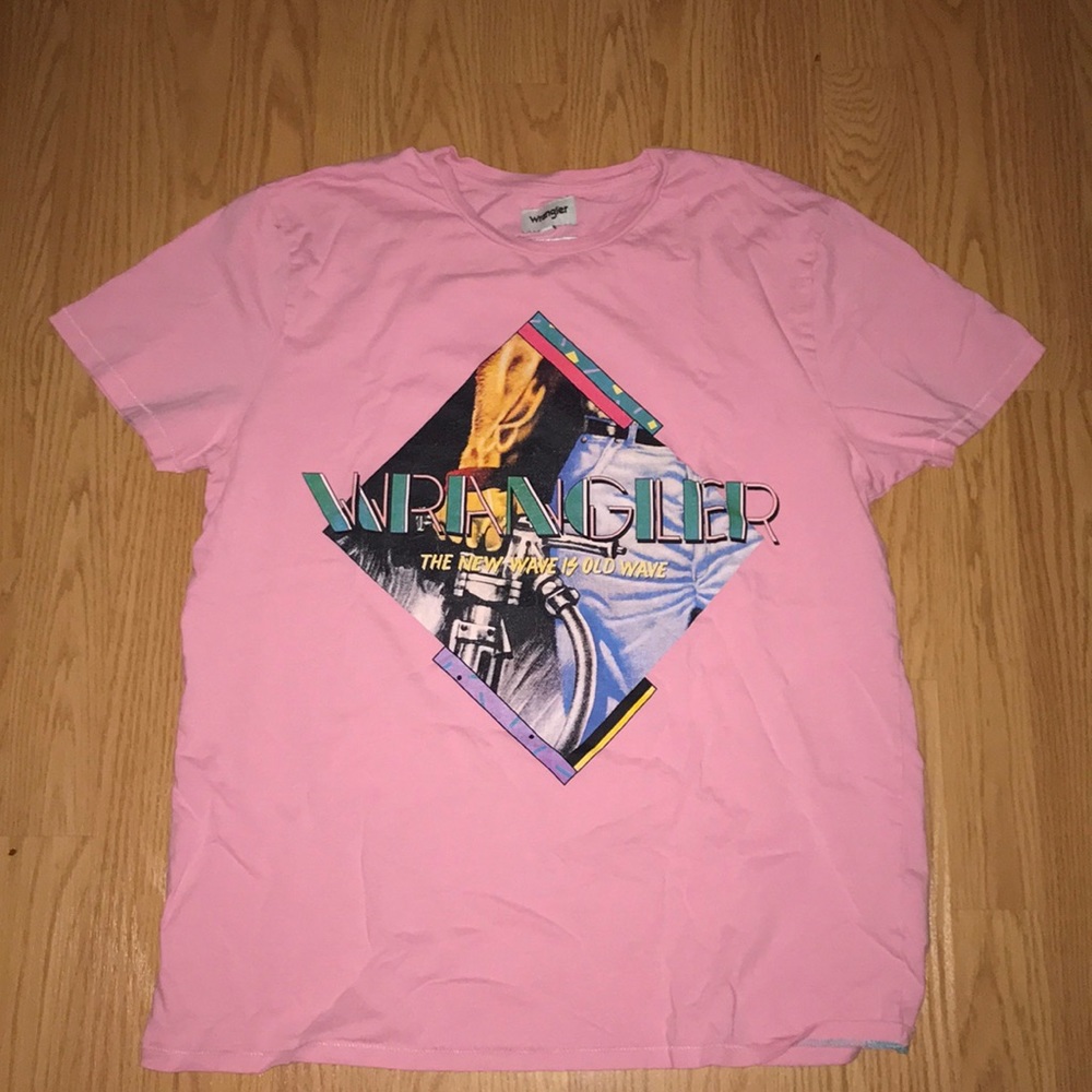 pink wrangler 80s style tee